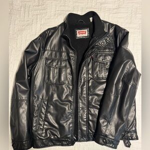 Levi’s Pleather fleece lined biker/bomber jacket. Size L